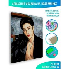 Алмазная мозаика на подрамнике - вышивка Stray kids - Бан Чан 40 х 50 см Красиво Красим