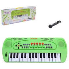 Синтезатор "Музыкант" с микрофоном, цвет зелёный, 32 клавиши Без бренда