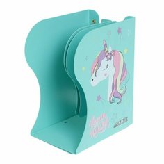 Подставка для книг металлическая deVENTE Unicorn, 190 х 147 х 90 мм, телескопическая, голубая./В упаковке шт: 1
