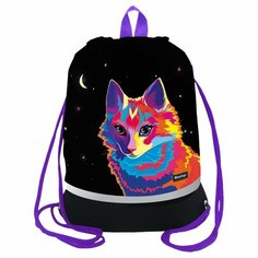 Мешок для обуви 1 отделение Berlingo "Astro Cat", 400x480мм, расширяющееся дно, СОП, карман на молнии (MS1080)