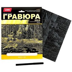 Гравюра большая с эффектом золота «Лисица на охоте» Lori