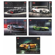 Альбом для рисования А4, 48 листов на скрепке «АвтоЛюкс», обложка мелованный картон, блок 100 г/м2, микс Hatber