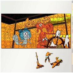 Пазл из дерева с фигурками, 230 деталей, 46х23 см игры Rocky and Bullwinkle And His Friend - 5671 Puzzle Wood