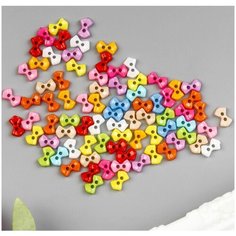 Пуговки для творчества Бантики разноцветные - пуговицы декоративные 9х6 мм, набор 60 штук Нет бренда