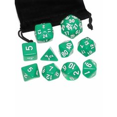 Набор из 10 кубиков кубиков Stuff-Pro для ролевых игр (зелёный)