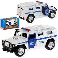 Металлическая машинка Play Smart 1:43 "ГАЗ-2330 Тигр Боевая бронированная машина: Полиция ППС" 11 см. 6408-B Автопарк, инерционная