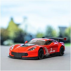 Машинка металлическая 2016 Chevrolet Corvette C7. R Race Car, красный, Kinsmart, двери открываются, инерция, 1:36