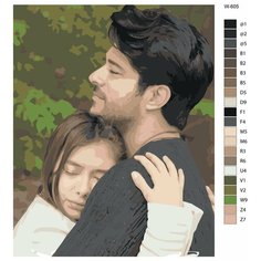 Картина по номерам W-605 "Турецкий сериал - Чёрная любовь. Бурак Озчивит - Кемаль Сойдере и Неслихан Атагюль - Нихан Сойдере" 40х50 Brushes Paints