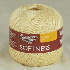 Пряжа для вязания крючком, спицами Семеновская Semenovskaya Softness тонкая, хлопок/вискоза, цвет 30772, шампанское_x1, 5 шт. по 100 г, 400 м