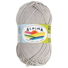 Пряжа для вязания крючком, спицами Alpina Альпина MISTY классическая средняя, хлопок/шерсть, цвет №16 Светло-серый, 105 м, 10 шт по 50 г