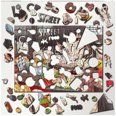 Пазл из дерева с фигурками, 340 деталей, размер 36х27 см, модель еда - 754 Puzzle Wood