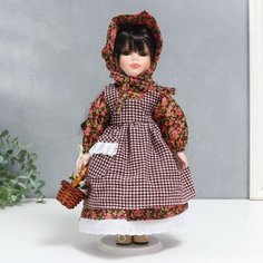 Frau Liebe Кукла коллекционная керамика "Марфушечка в цветочном платье и косынке" 30 см Moon Land