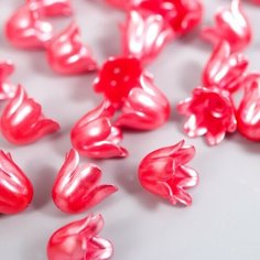 Арт Узор Бусины для творчества пластик "Цветок ландыша жемчужный" набор 40 шт красный 1х0,9х0,9 см