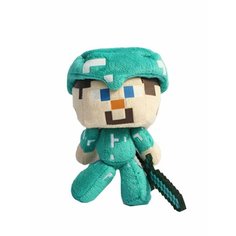 Мягкая игрушка Майнкрафт Стив Minecraft Diamond Steve с мечом 35см Pixel Crew