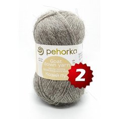 Пряжа Пехорка Козий Пух -2 шт, натуральный серый (371), 400м/50г, 60% козий пух, 40% шерсть