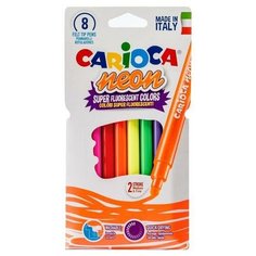 Набор фломастеров 8 цветов Carioca Neon (линия 1-4,7мм, неоновый эффект, смываемые) картонная упаковка (42785), 24 уп.