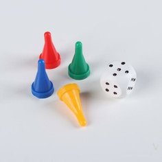 Набор для настольных игр: кубик 1.5х1.5 см конусные фишки, 1.2х2.3 см Гелий