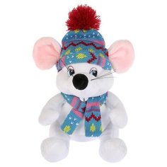 Мягкая игрушка Мульти-Пульти Мышка белая в шапке и шарфике без чипа, 15 см