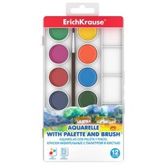 ErichKrause Акварельные краски с палитрой и кистью (50583), 12 цв.