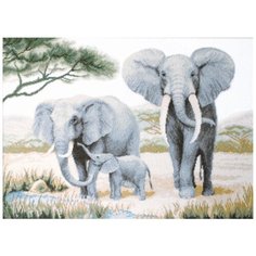 Чарiвна мить Набор для вышивания Слоны у воды 40 x 55 см (М-24)