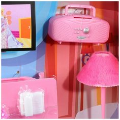 Кукла "Defa", Кукла, мебель (диван, столик, ТВ, и др.), аксессуары, розовый, в/к 36.5*8.5*32см