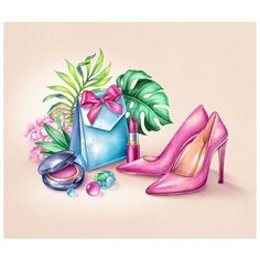 Холст с красками "Рисование по номерам. Косметичка и туфли", 40x50 см Рыжий кот