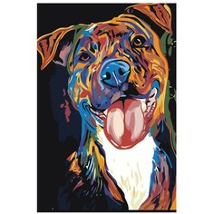 Картина по номерам, "Живопись по номерам", 72 x 108, ANNA-sem004, пёс, иллюстрация, животное, поп-арт, друг человека, питомец