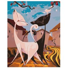 Картина по номерам, "Живопись по номерам", 80 x 100, A441, Коты, любовь, семья, романтика, иллюстрация, здания, поп-арт