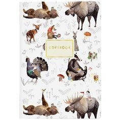 Тетрадь евро А5 40 л. BRUNO VISCONTI сшивка, клетка, Soft Touch, фольга, бежевая бумага 70 г/м2, "лесные звери", 7-40-119