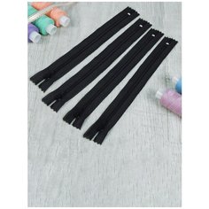 Набор молний "Спираль" - 4 шт, №3, неразъемные, 20 см, цвет черный Migura