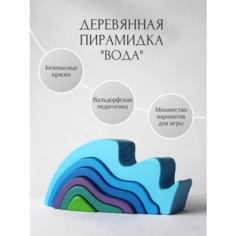 Пирамидка развивающая Вода (натуральное дерево) Чудево