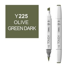 Художественный маркер TOUCH Маркер спиртовой двухсторонний TOUCH BRUSH ShinHan Art, оливково-зеленый темный