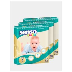 Подгузники детские "SENSO BABY", 4-9 кг, Размер 3, 210 штук