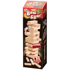 Игра настольная Башня "Бам-бум", неокрашенные деревянные блоки с заданиями, 10 королевство, 1741 В комплекте: 1шт.