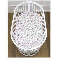 Простыня овальная на резинке 125х75 см Бабочки 100% хлопок, 1 шт Baby Good