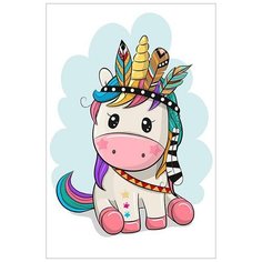 Алмазная мозаика «Звездная лошадка индеец», LC044 / 20х30 см / Полная выкладка / Холст на подрамнике / Картина стразами Цветной