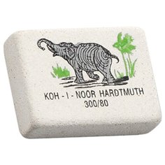 Ластик белый 80 шт Koh-I-Noor "Elephant" 300/80, прямоугольный, натуральный каучук, 26*18,5*8 мм