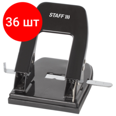 Комплект 36 шт, Дырокол металлический STAFF "Manager", до 30 листов, черный, 224650