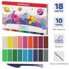 ErichKrause Пластилин 18 цвета, 180 г, ErichKrause Monsters, улучшенная формула, со стеком, в картонной упаковке