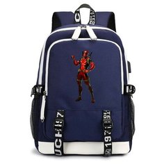 Рюкзак Дедпул (Deadpool) синий с USB-портом №3 Noname