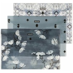 Папка-конверт на кнопке Attache Selection Японский сад А4 180 мкм 4 штуки в упаковке, 1453864