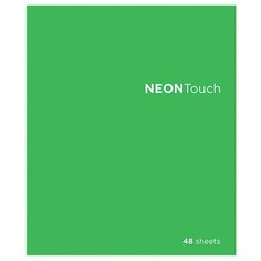 Тетрадь А5 48 л. пзбм, скоба, клетка, Soft Touch, выборочный лак, флуоресцент, НеонТач (Зеленая), 0288, 28886 Полотняно Заводская Бумажная Мануфактура