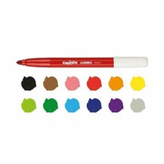 Фломастеры 12 цветов Carioca Maxi Jumbo, 6 мм, утолщенные, смываемые, картон, европодвес