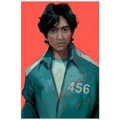 Картина по номерам на холсте сериал Игра в кальмара (Squid game) - 8820 В 60x40