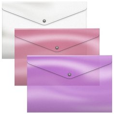 Папка-конверт на кнопке пластиковая ErichKrause Glossy Candy, A4, полупрозрачная, цвет в ассортименте / упаковка 12 шт / папки