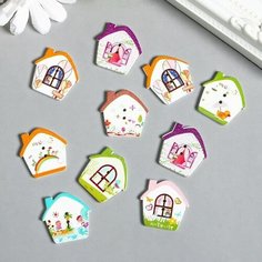 Пуговицы дерево для творчества 2 прокола "Домик - весна" набор 10 шт 2,5х2,5 см Арт Узор