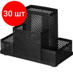 Комплект 30 штук, Подставка-органайзер Attache 4от. д/канц. прин. башня, мет. сет,160х110х80мм чер