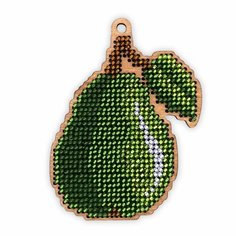 Набор для вышивания бисером на дереве "Зеленая груша" - Подарки из Леса - 7х9 см. Елочная игрушка из серии "Фрукты"