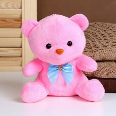 Мягкая игрушка "Мишка" с бантиком, 20 см, цвет розовый Noname