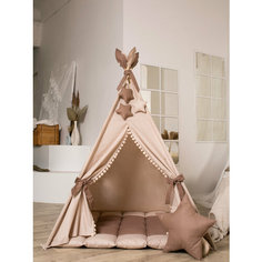 Вигвам детский с ковриком, окошком , подушкой и антискладывателем бежевый Wigwam.Butik